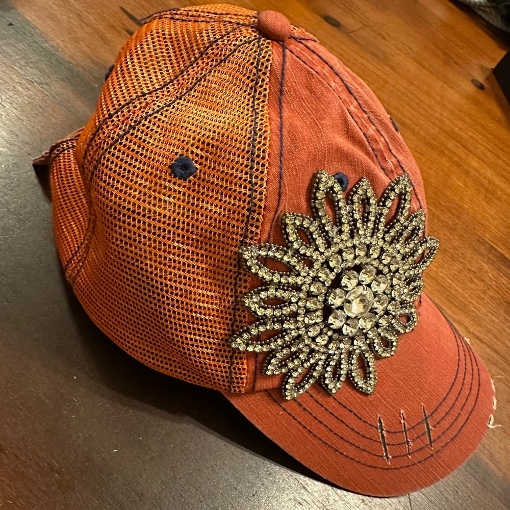 Orange ball cap with bling